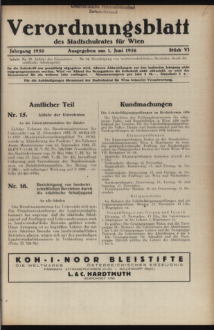 Verordnungsblatt des Stadtschulrates für Wien