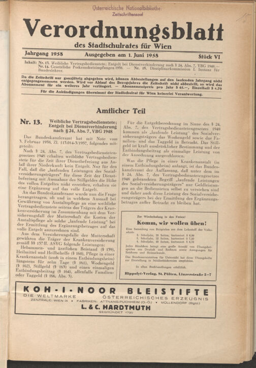 Verordnungsblatt des Stadtschulrates für Wien 19580601 Seite: 1