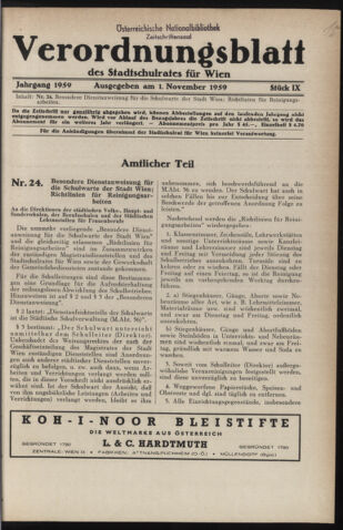 Verordnungsblatt des Stadtschulrates für Wien 19591101 Seite: 1