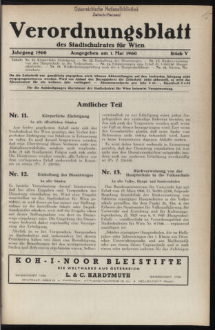 Verordnungsblatt des Stadtschulrates für Wien 19600501 Seite: 1