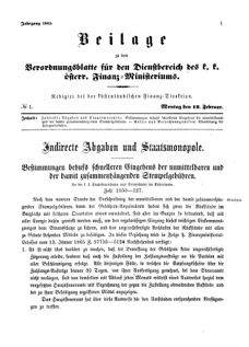 Verordnungsblatt für den Dienstbereich des K.K. Finanzministeriums für die im Reichsrate Vertretenen Königreiche und Länder 18650213 Seite: 1