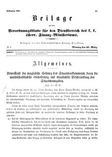 Verordnungsblatt für den Dienstbereich des K.K. Finanzministeriums für die im Reichsrate Vertretenen Königreiche und Länder 18650327 Seite: 1