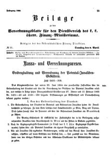 Verordnungsblatt für den Dienstbereich des K.K. Finanzministeriums für die im Reichsrate Vertretenen Königreiche und Länder 18650408 Seite: 1