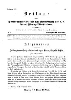 Verordnungsblatt für den Dienstbereich des K.K. Finanzministeriums für die im Reichsrate Vertretenen Königreiche und Länder 18650911 Seite: 1