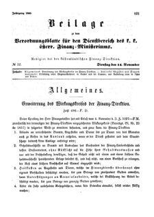 Verordnungsblatt für den Dienstbereich des K.K. Finanzministeriums für die im Reichsrate Vertretenen Königreiche und Länder 18651114 Seite: 1