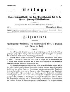 Verordnungsblatt für den Dienstbereich des K.K. Finanzministeriums für die im Reichsrate Vertretenen Königreiche und Länder 18660108 Seite: 1