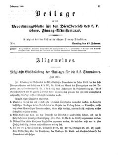 Verordnungsblatt für den Dienstbereich des K.K. Finanzministeriums für die im Reichsrate Vertretenen Königreiche und Länder 18660217 Seite: 1