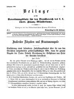 Verordnungsblatt für den Dienstbereich des K.K. Finanzministeriums für die im Reichsrate Vertretenen Königreiche und Länder 18660222 Seite: 1