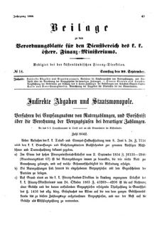 Verordnungsblatt für den Dienstbereich des K.K. Finanzministeriums für die im Reichsrate Vertretenen Königreiche und Länder