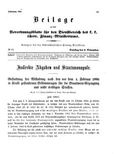 Verordnungsblatt für den Dienstbereich des K.K. Finanzministeriums für die im Reichsrate Vertretenen Königreiche und Länder 18661103 Seite: 1