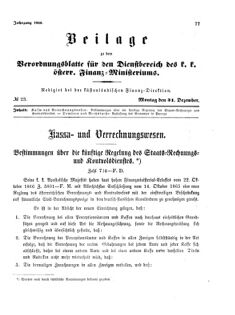 Verordnungsblatt für den Dienstbereich des K.K. Finanzministeriums für die im Reichsrate Vertretenen Königreiche und Länder 18661231 Seite: 1