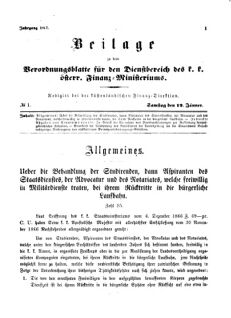 Verordnungsblatt für den Dienstbereich des K.K. Finanzministeriums für die im Reichsrate Vertretenen Königreiche und Länder 18670112 Seite: 1