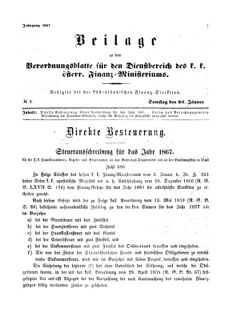 Verordnungsblatt für den Dienstbereich des K.K. Finanzministeriums für die im Reichsrate Vertretenen Königreiche und Länder 18670126 Seite: 1