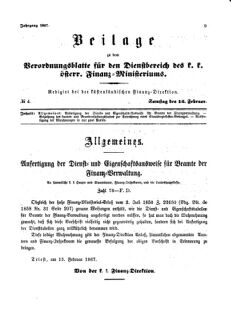 Verordnungsblatt für den Dienstbereich des K.K. Finanzministeriums für die im Reichsrate Vertretenen Königreiche und Länder 18670216 Seite: 1