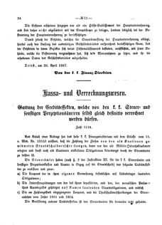 Verordnungsblatt für den Dienstbereich des K.K. Finanzministeriums für die im Reichsrate Vertretenen Königreiche und Länder 18670429 Seite: 2