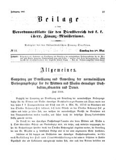 Verordnungsblatt für den Dienstbereich des K.K. Finanzministeriums für die im Reichsrate Vertretenen Königreiche und Länder 18670518 Seite: 1