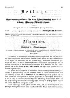 Verordnungsblatt für den Dienstbereich des K.K. Finanzministeriums für die im Reichsrate Vertretenen Königreiche und Länder 18670914 Seite: 1