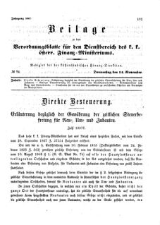 Verordnungsblatt für den Dienstbereich des K.K. Finanzministeriums für die im Reichsrate Vertretenen Königreiche und Länder 18671114 Seite: 1