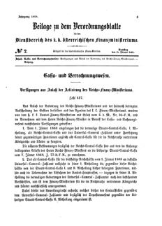 Verordnungsblatt für den Dienstbereich des K.K. Finanzministeriums für die im Reichsrate Vertretenen Königreiche und Länder 18680118 Seite: 1