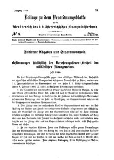 Verordnungsblatt für den Dienstbereich des K.K. Finanzministeriums für die im Reichsrate Vertretenen Königreiche und Länder