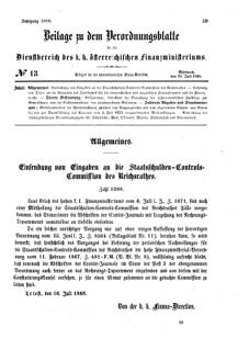 Verordnungsblatt für den Dienstbereich des K.K. Finanzministeriums für die im Reichsrate Vertretenen Königreiche und Länder