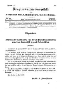 Verordnungsblatt für den Dienstbereich des K.K. Finanzministeriums für die im Reichsrate Vertretenen Königreiche und Länder 18680730 Seite: 1