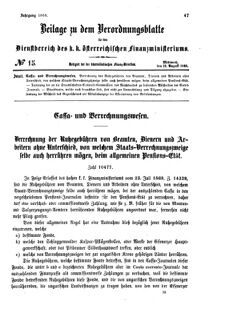 Verordnungsblatt für den Dienstbereich des K.K. Finanzministeriums für die im Reichsrate Vertretenen Königreiche und Länder