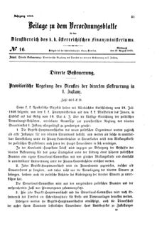 Verordnungsblatt für den Dienstbereich des K.K. Finanzministeriums für die im Reichsrate Vertretenen Königreiche und Länder 18680819 Seite: 1