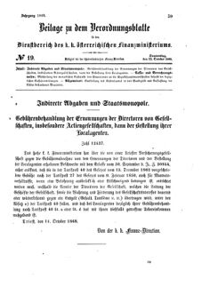 Verordnungsblatt für den Dienstbereich des K.K. Finanzministeriums für die im Reichsrate Vertretenen Königreiche und Länder 18681022 Seite: 1