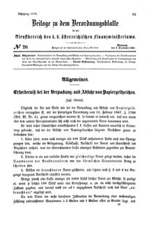 Verordnungsblatt für den Dienstbereich des K.K. Finanzministeriums für die im Reichsrate Vertretenen Königreiche und Länder 18681209 Seite: 1