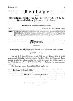 Verordnungsblatt für den Dienstbereich des K.K. Finanzministeriums für die im Reichsrate Vertretenen Königreiche und Länder 18690130 Seite: 1