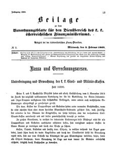 Verordnungsblatt für den Dienstbereich des K.K. Finanzministeriums für die im Reichsrate Vertretenen Königreiche und Länder 18690203 Seite: 1