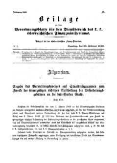 Verordnungsblatt für den Dienstbereich des K.K. Finanzministeriums für die im Reichsrate Vertretenen Königreiche und Länder 18690220 Seite: 1