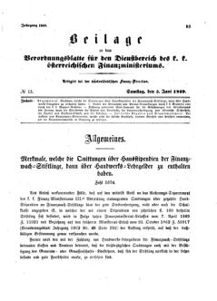 Verordnungsblatt für den Dienstbereich des K.K. Finanzministeriums für die im Reichsrate Vertretenen Königreiche und Länder 18690605 Seite: 1