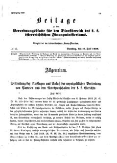 Verordnungsblatt für den Dienstbereich des K.K. Finanzministeriums für die im Reichsrate Vertretenen Königreiche und Länder 18690710 Seite: 1