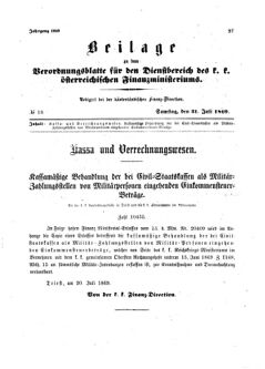 Verordnungsblatt für den Dienstbereich des K.K. Finanzministeriums für die im Reichsrate Vertretenen Königreiche und Länder 18690731 Seite: 1