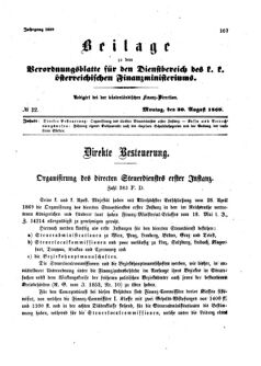 Verordnungsblatt für den Dienstbereich des K.K. Finanzministeriums für die im Reichsrate Vertretenen Königreiche und Länder 18690830 Seite: 1