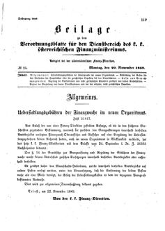 Verordnungsblatt für den Dienstbereich des K.K. Finanzministeriums für die im Reichsrate Vertretenen Königreiche und Länder 18691129 Seite: 1