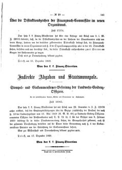 Verordnungsblatt für den Dienstbereich des K.K. Finanzministeriums für die im Reichsrate Vertretenen Königreiche und Länder 18691227 Seite: 3