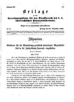 Verordnungsblatt für den Dienstbereich des K.K. Finanzministeriums für die im Reichsrate Vertretenen Königreiche und Länder 18691231 Seite: 1