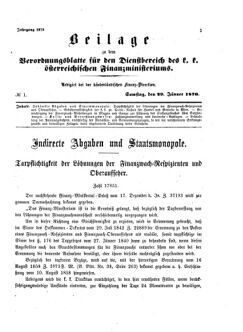 Verordnungsblatt für den Dienstbereich des K.K. Finanzministeriums für die im Reichsrate Vertretenen Königreiche und Länder 18700129 Seite: 1