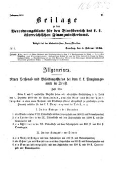 Verordnungsblatt für den Dienstbereich des K.K. Finanzministeriums für die im Reichsrate Vertretenen Königreiche und Länder 18700205 Seite: 1