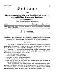 Verordnungsblatt für den Dienstbereich des K.K. Finanzministeriums für die im Reichsrate Vertretenen Königreiche und Länder