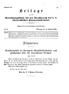 Verordnungsblatt für den Dienstbereich des K.K. Finanzministeriums für die im Reichsrate Vertretenen Königreiche und Länder