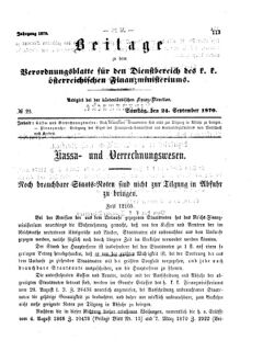 Verordnungsblatt für den Dienstbereich des K.K. Finanzministeriums für die im Reichsrate Vertretenen Königreiche und Länder 18700924 Seite: 1