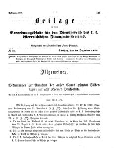 Verordnungsblatt für den Dienstbereich des K.K. Finanzministeriums für die im Reichsrate Vertretenen Königreiche und Länder 18701210 Seite: 1