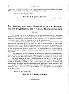 Verordnungsblatt für den Dienstbereich des K.K. Finanzministeriums für die im Reichsrate Vertretenen Königreiche und Länder 18710121 Seite: 2