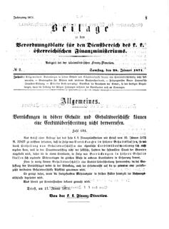 Verordnungsblatt für den Dienstbereich des K.K. Finanzministeriums für die im Reichsrate Vertretenen Königreiche und Länder 18710128 Seite: 1