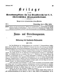 Verordnungsblatt für den Dienstbereich des K.K. Finanzministeriums für die im Reichsrate Vertretenen Königreiche und Länder 18710504 Seite: 1