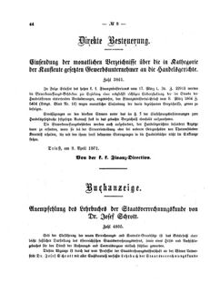 Verordnungsblatt für den Dienstbereich des K.K. Finanzministeriums für die im Reichsrate Vertretenen Königreiche und Länder 18710504 Seite: 6